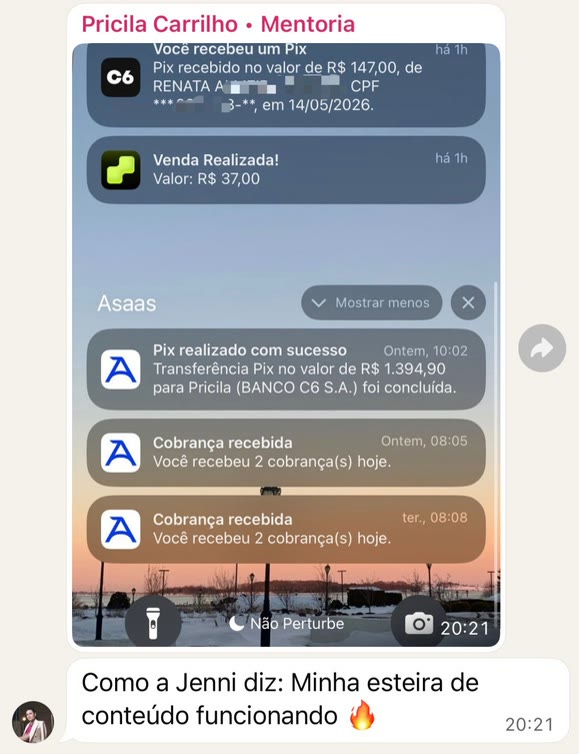 Prints de vendas da Tia Ryca